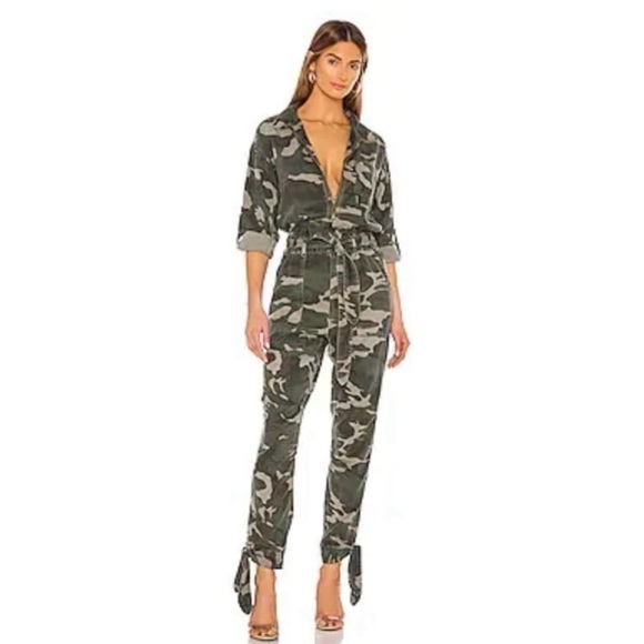 Pam & Gela Pants - PAM & GELA Camo Belted Tencel Jumpsuit